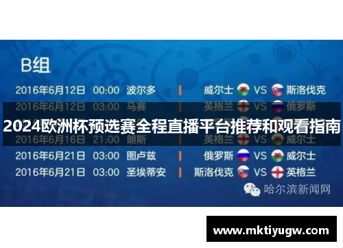 2024欧洲杯预选赛全程直播平台推荐和观看指南