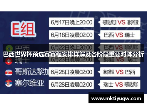 巴西世界杯预选赛赛程安排详解及各阶段重要对阵分析